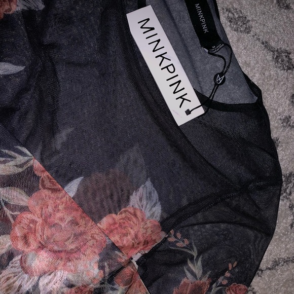 NWT Mink pink Mesh Floral Crop Top - Picture 5 of 6